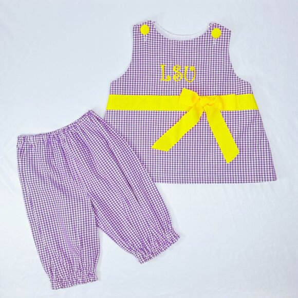 LSU Girls 2 piece Elastic Waist Bloomer Shorts Matching Outfit Set 2T - 3T - Picture 13 of 13